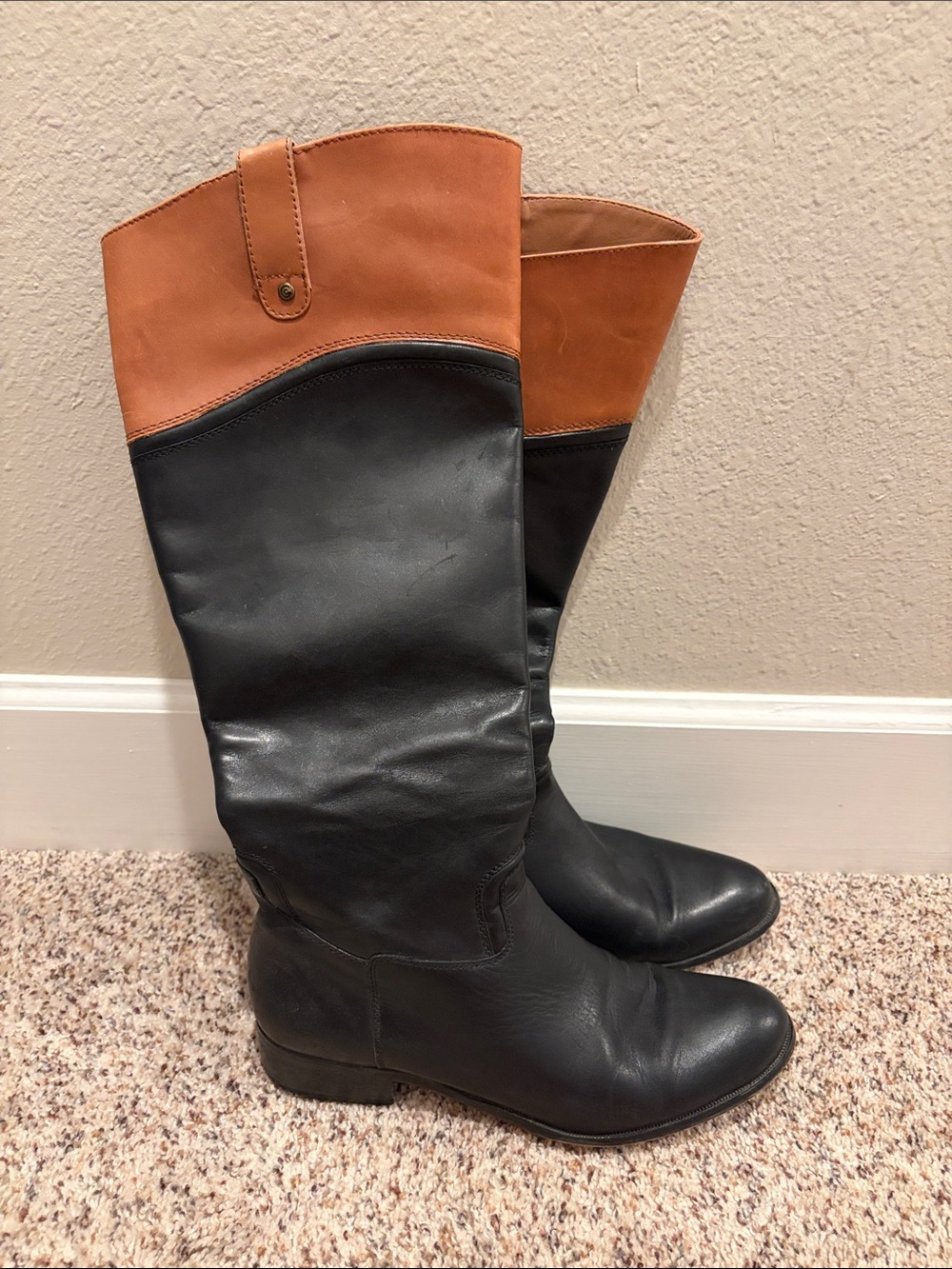Corso Como Black and Tan Two-Tone Over-the-Knee Boots